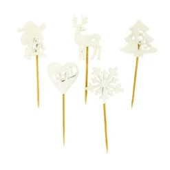 Décors de Noël en bois vintage pailleté (x50)