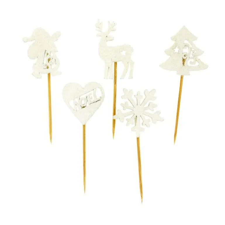Décors de Noël en bois vintage pailleté (x50)