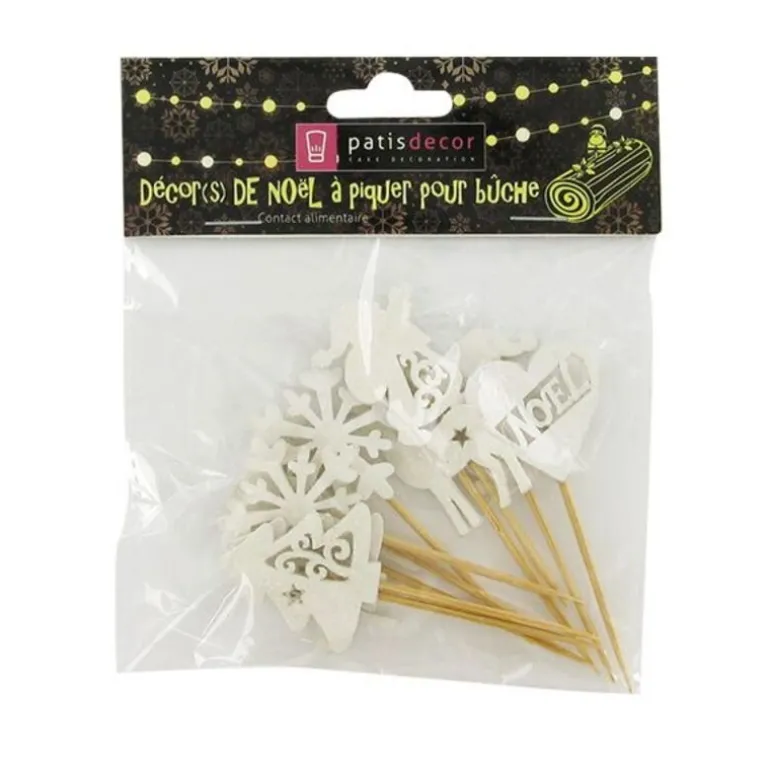 Décors de Noël en bois vintage pailleté (x10)