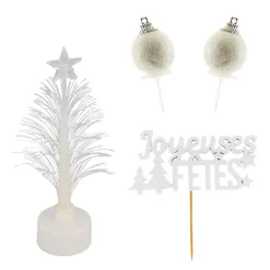 Décors de Noël sapins lumineux, joyeuses fêtes et décors à piquer