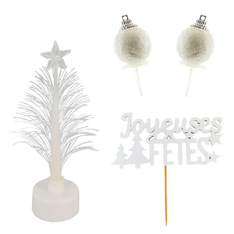 Décors de Noël sapins lumineux, joyeuses fêtes et décors à piquer