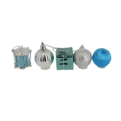Décors de Noël sur pique assortis bleus (x5)