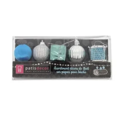 Décors de Noël sur pique assortis bleus (x5)