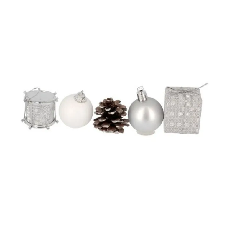Décors de Noël sur pique assortis argent (x 5)
