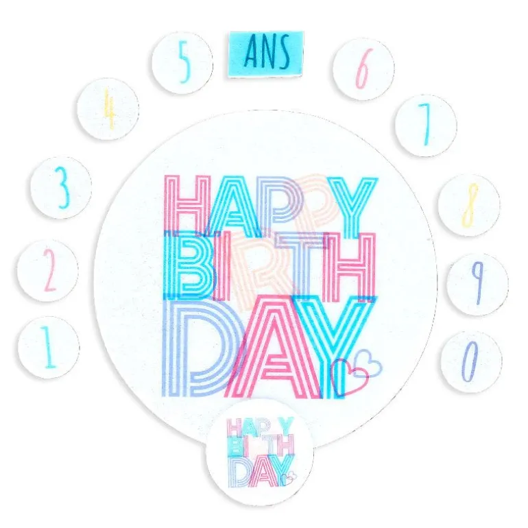 Décors en azyme assortis thème anniversaire n°3 - DDM 10/24