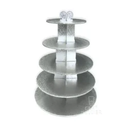 Grand présentoir cupcakes argent rond - hauteur 55 cm
