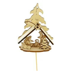 Kit crèche de Noël en bois sur pique