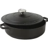 Le Chasseur cocotte basse avec couvercle noire 24 cm