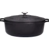 Le Chasseur cocotte ovale avec couvercle noire 25 x 19 cm