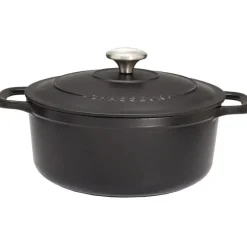 Le Chasseur cocotte ronde avec couvercle noire 32 cm
