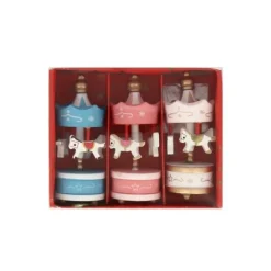 Lot de 3 toppers carrousel rose blanc bleu