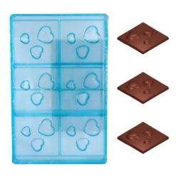 Moule chocolat Carrés 3 coeurs