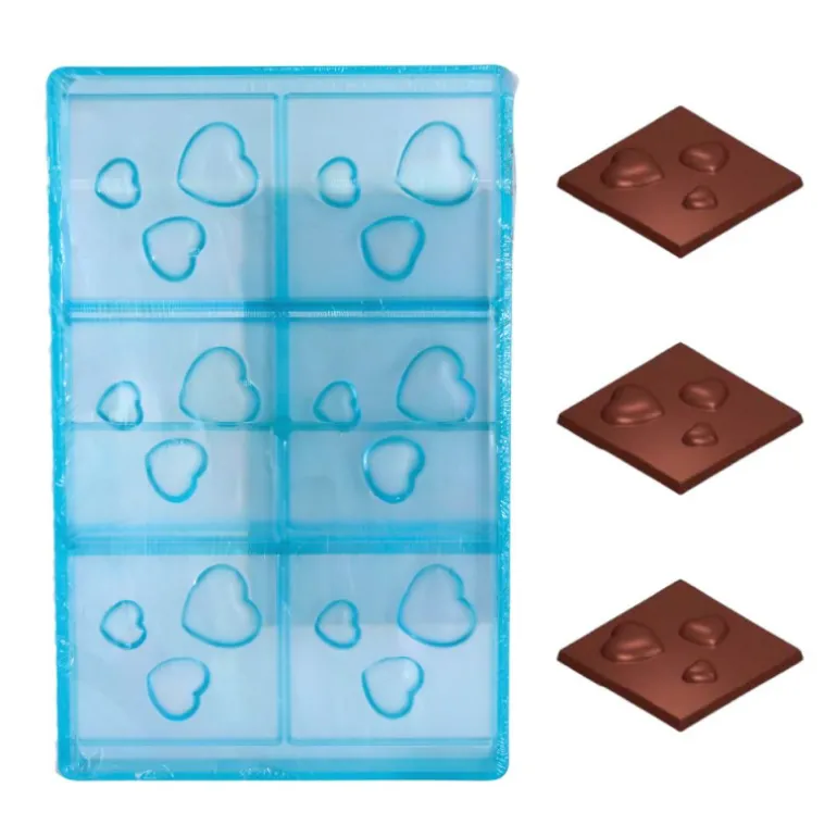 Moule chocolat Carrés 3 coeurs