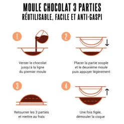 Moule chocolat en 3 parties Boules de Noël rayées Patisdécor