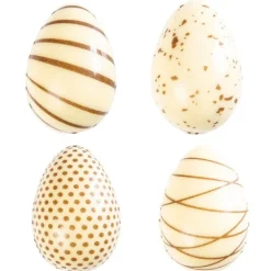Oeufs chocolat blanc assortis 3D 3,8 x 2,4 cm (x96)