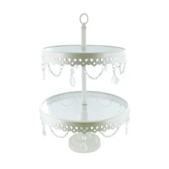 Présentoir 2 étages verre broderie diamants