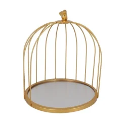 Présentoir cage à oiseaux doré 25 cm