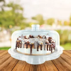 Présentoir cloche à gâteau sur pied 28 cm