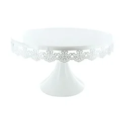 Présentoir gâteau blanc broderie Ø 30 cm