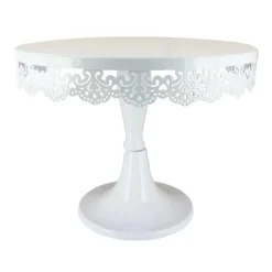 Présentoir gâteau blanc broderie Ø 23 cm