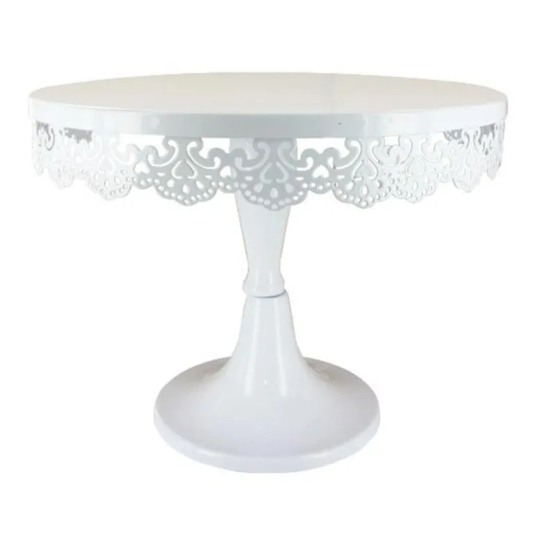 Présentoir gâteau blanc broderie Ø 23 cm