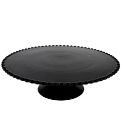 Présentoir gâteau en céramique noir cannelé Ø 30 cm