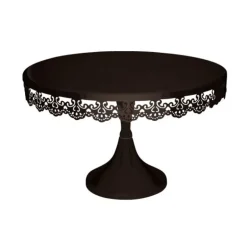 Présentoir gâteau noir broderie Ø 30 cm