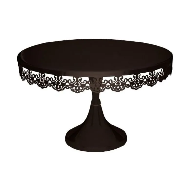 Présentoir gâteau noir broderie Ø 30 cm