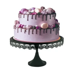 Présentoir gâteau noir broderie Ø 35 cm