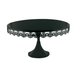 Présentoir gâteau noir broderie Ø 35 cm