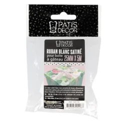Ruban satin blanc largeur 25 mm (5 m)