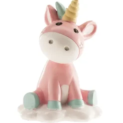 Sujet de baptême licorne rose 10 cm