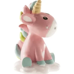 Sujet de baptême licorne rose 10 cm